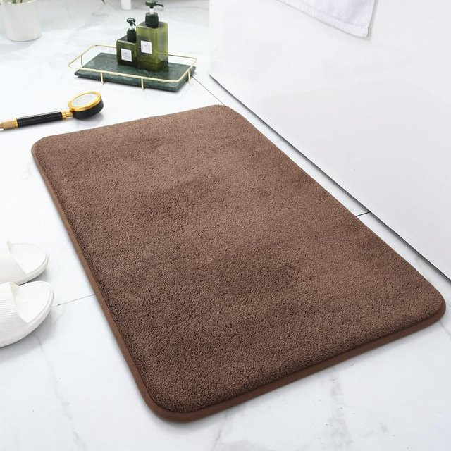 HYC5 Badezimmer-Fußmatte aus Polyester, schnelltrocknend und rutschfest, braun, B/T: 60 x 40 cm - Bild 1