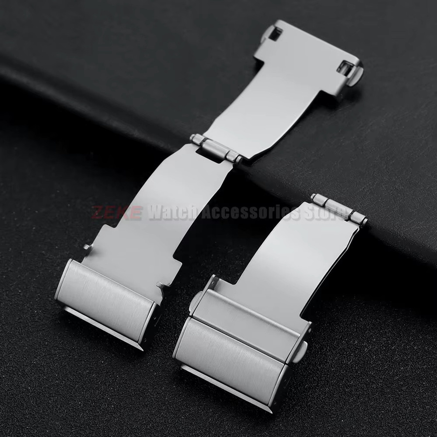 crazyband Uhrenarmband-Schnalle, Edelstahl, silberfarben, Doppeldruck-Automatikverschluss, Unisex - Bild 2