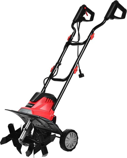 GOFLAME Elektrische Gartenfräse in Rot und Schwarz mit 1200 W, 4 Hackmessern, Arbeitsbreite: 35 cm, Arbeitstiefe: 22 cm - Bild 1