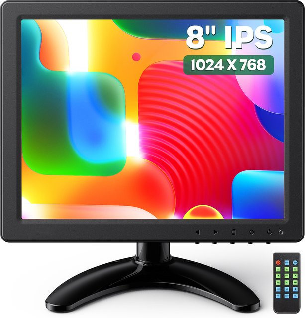Eyoyo 8 Zoll LCD-Monitor mit IPS-Display, 1024x768 Auflösung, HDMI VGA AV BNC Eingang, Schwarz - Bild 1