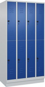 C+P Doppelstock-Spind Classic PLUS mit Sockel, 4 Abteile, Farbe RAL 5010 Enzianblau, B/T/H: 100 x 50 x 195 cm - Bild 1