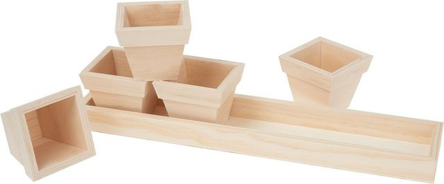 VBS Tabletop Set aus Holz mit 5 Töpfen in Beige - Bild 1