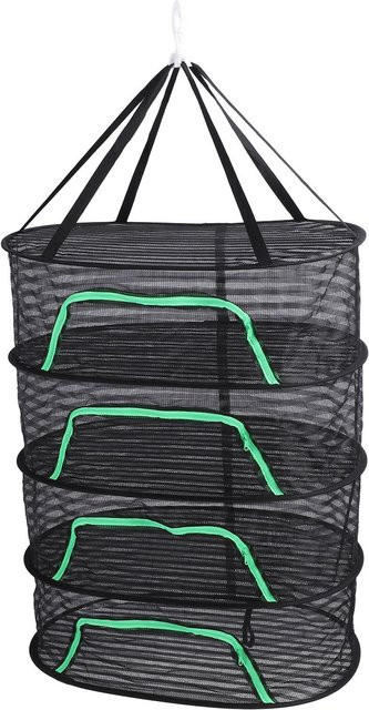 TOMTOP JMS Hängendes Trocknungsnetz mit Reißverschluss aus atmungsaktivem Polyester, faltbares Fisch-Trockengestell in Grau und Schwarz - Bild 1