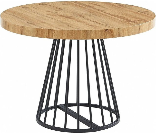 Vente-unique Esstisch Firela aus MDF und Stahl, erweiterbar, Schwarz und Naturfarben Hell, B: 260 cm, T: 110 cm, H: 76 cm - Bild 1