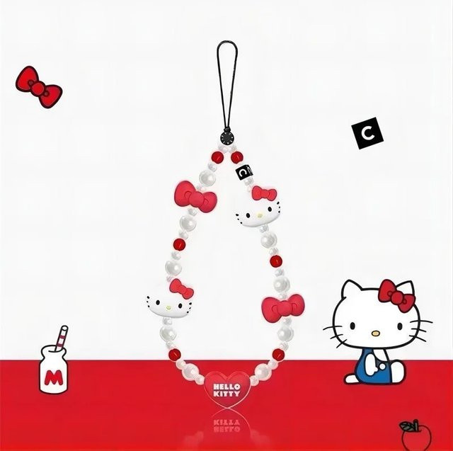 Sanrio Hello Kitty Handyhülle mit Anti-Verlust-Schlüsselband und Anhänger in Rot für Damen - Bild 1