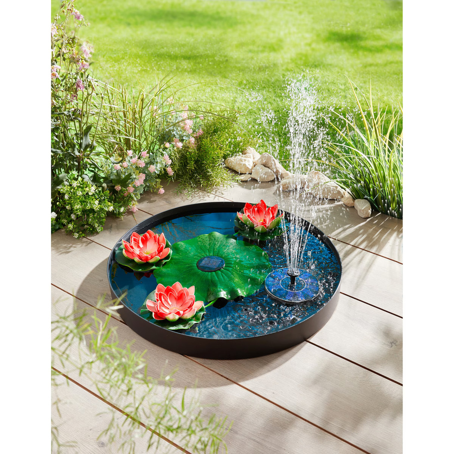 Solar-Brunnen Viva Domo mit 7 Funktionen, rund, Schwarz, Durchmesser: 40 cm - Bild 1