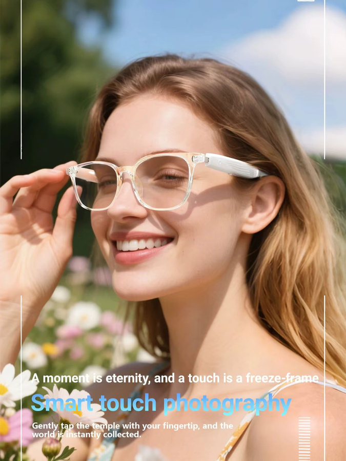 Smarte KI-Übersetzungsbrille von Koipsse in Schwarz mit kabelloser Touch-Bedienung und integriertem Lautsprecher - Bild 4