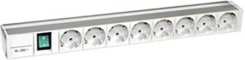 Schneider Electric Actassi Stromverteilungsschiene 1HE mit 8 Steckdosen und Schalter in Silber und Grün - Bild 1