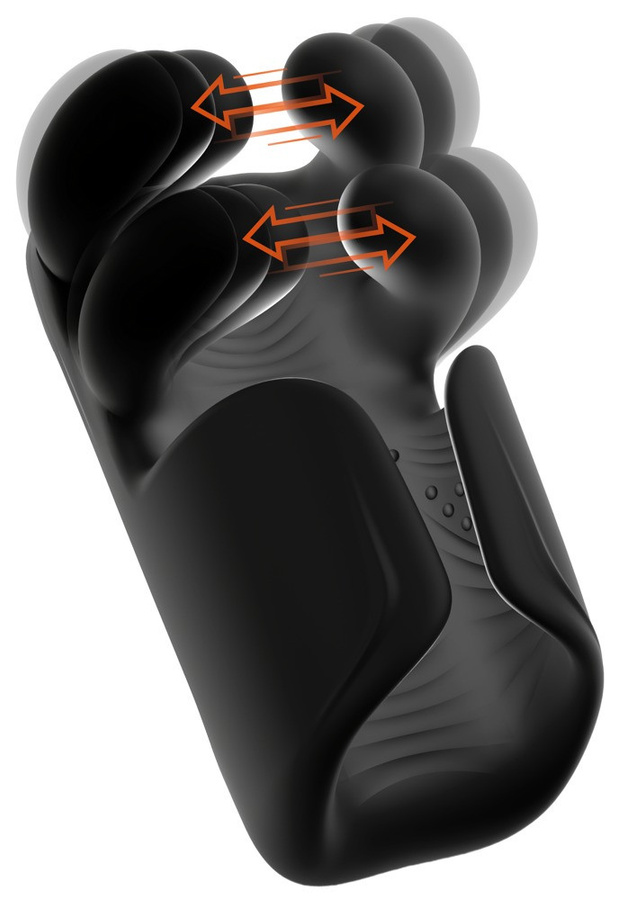 Rebel Masturbator mit Pulsation, Vibration und Greifmassage in Schwarz - Bild 4