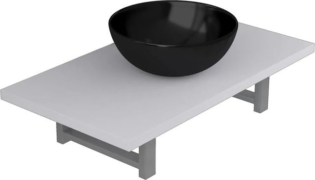 vidaXL 2-tlg. Badmöbel-Set Modell 15 in Weiß mit Keramik-Waschbecken und Wandregal aus Holzwerkstoff und Metallrahmen, Wandmontage - Bild 1