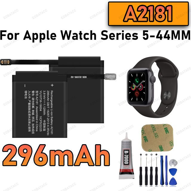 Apple Ersatzakku für Apple Watch Serie 5 (40 mm und 44 mm), Modell A2181 A2277, Farbe Schwarz - Bild 1