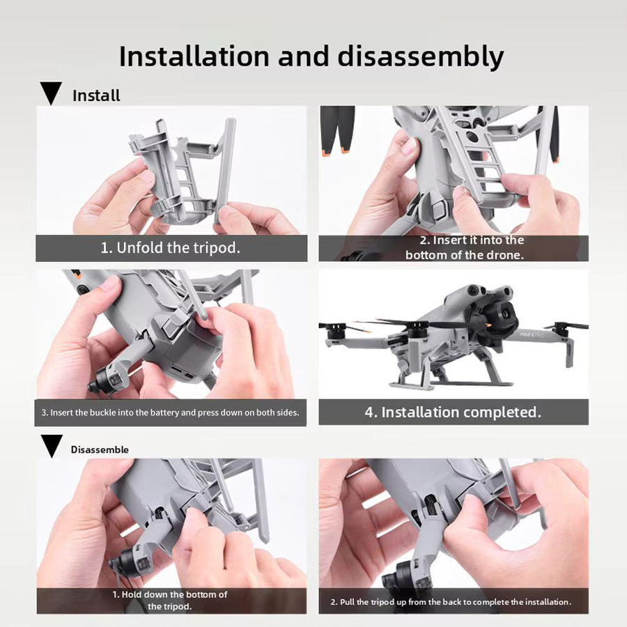 DJI Mini 5 Pro Fahrwerk Höhe Verlängerung Stativ Erweiterung in Grau - Bild 3