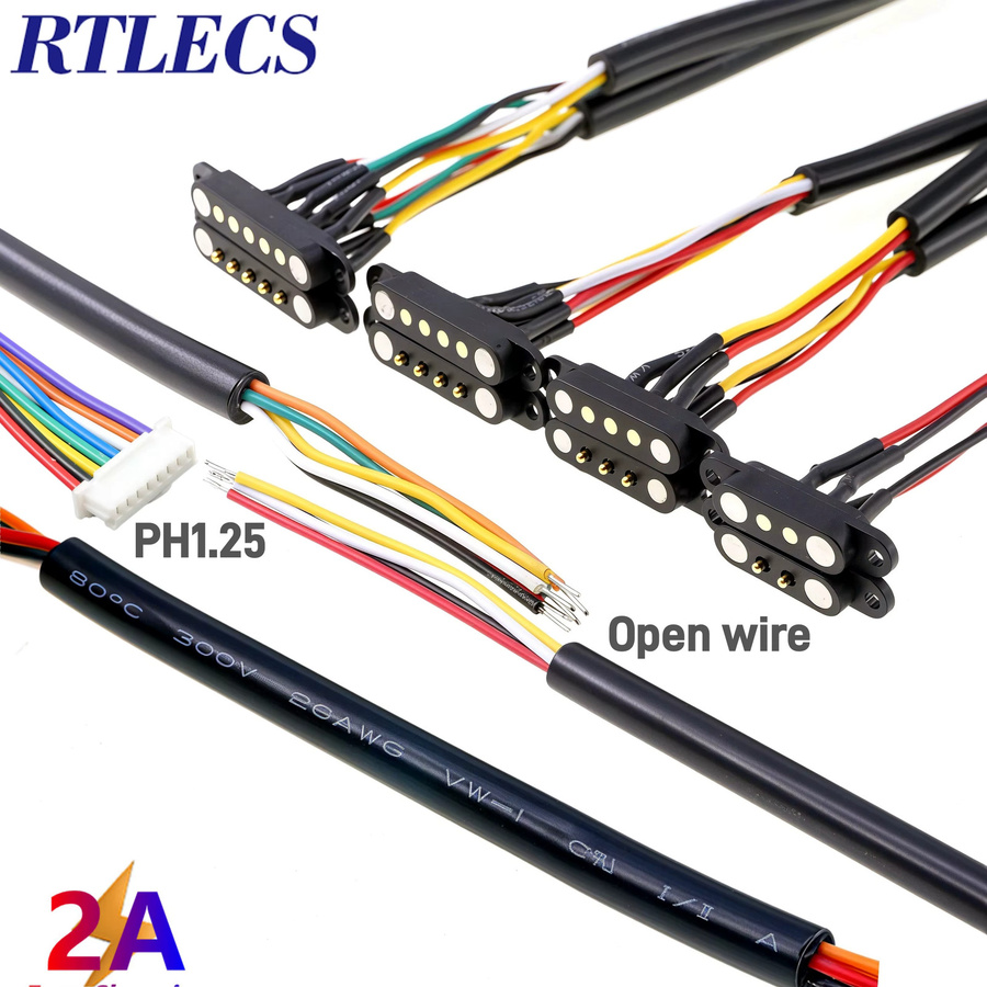 RTLECS Magnetische Pogo Pin Stecker Set mit 2,54 mm Rastermaß, USB-C kompatibel, Schwarz - Bild 4