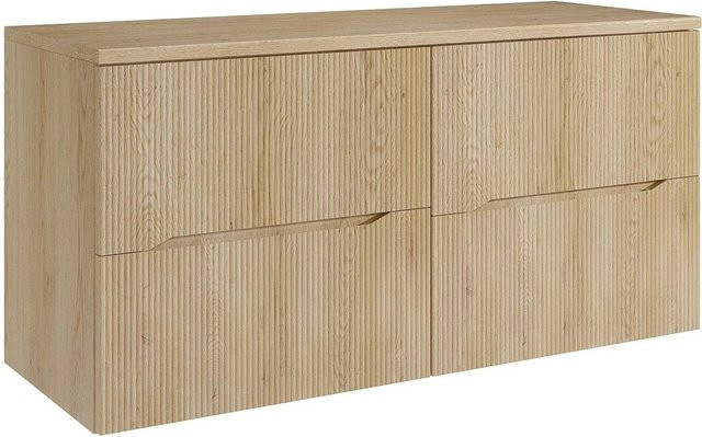Waschbeckenunterschrank Oriso von Vente-unique in Beige mit gerillter Oberfläche, Breite: 120 cm, Tiefe: 46 cm, Höhe: 57 cm - Bild 1