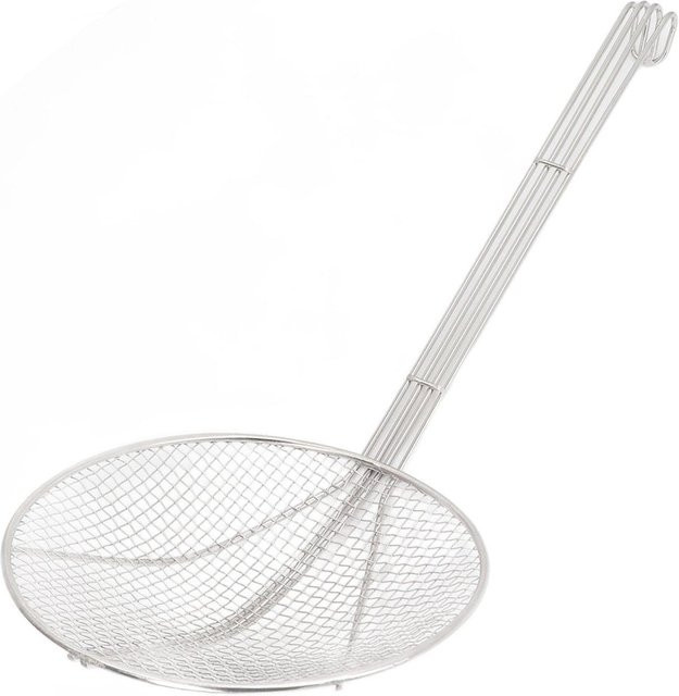TOMTOP JMS Schaumlöffel mit langem Griff aus Edelstahl in Silber, rundes Feines Maschensieb und Schöpfkelle mit Haken zum Kochen - Bild 1