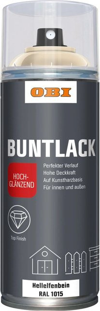 OBI Buntlack Spray RAL 1015 Hellelfenbein Beige hochglänzend 400 ml - Bild 1