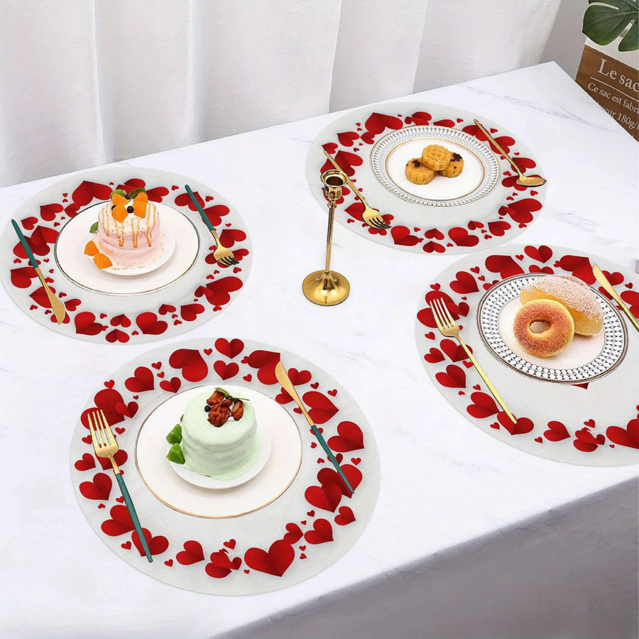 VIKAMA Runde Tischmatte Valentinstag Thema für Küche und Restaurant in modernem Design - Bild 2