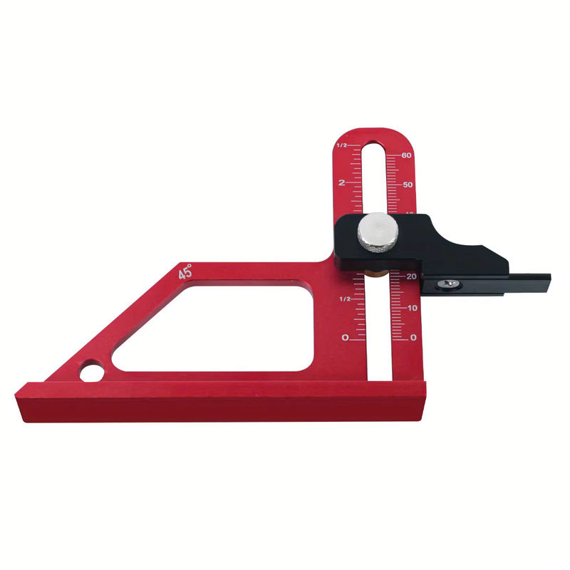 GDART Frästisch-Höhenmessgerät aus Aluminium in Rot mit CNC-Skala für die Tiefenmessung von 0-60mm und Höhenverriegelung - Bild 3