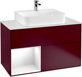 V&B Waschtischunterschrank Finion 100 in Weiß lackiert mit Regalfach links, Breite: 100 cm, Tiefe: 50,1 cm, Höhe: 50,1 cm - Bild 1