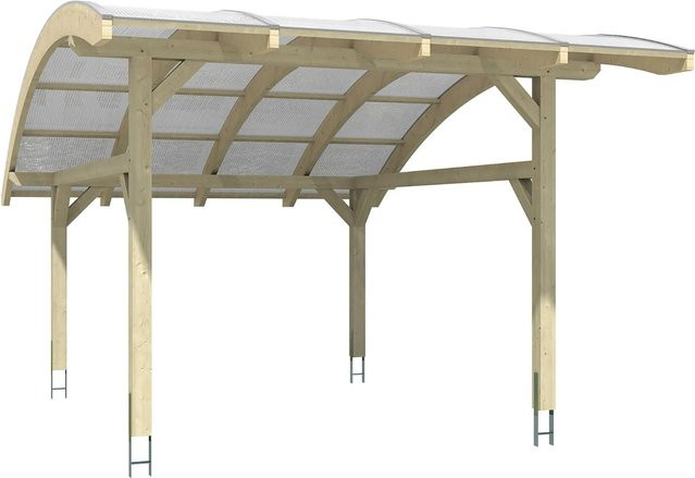 Skan Holz Carport Schwaben aus Leimholz mit Polycarbonat Doppelstegplatten in Natur Braun B: 434 cm, T: 630 cm - Bild 1