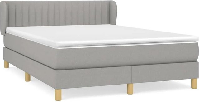 vidaXL Boxspringbett mit Matratze Hybrid-Design in Hellgrau, B/T/H: 140 x 200 x 147 cm - Bild 1