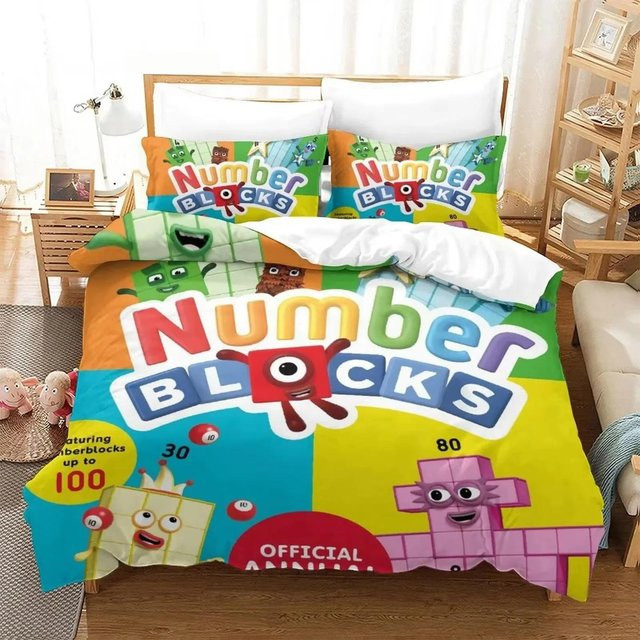 Bettwäscheset Numberblocks mit 3D-Druck aus Mikrofaser, Bettbezug und Kissenbezug, Mehrfarbig, Breite: 135 cm, Länge: 200 cm - Bild 1
