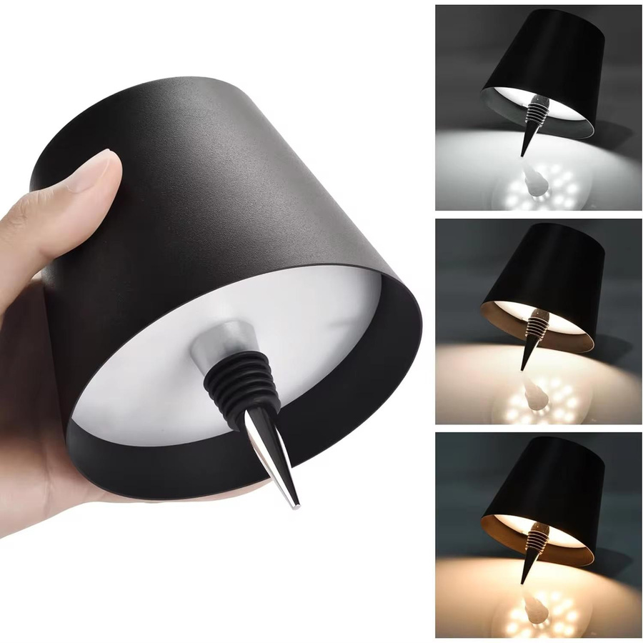 YJMP Super Lighting Kabellose LED-Weinflaschenlampe in Weiß mit Touch-Steuerung, stufenlosem Dimmen und 3 Farbmodi als tragbare Tischlampe für Bar und Party-Dekor - Bild 4