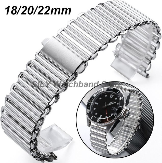 asukaband Uhrenarmband Edelstahl, Vintage, Silber, Unisex, 18 20 22 mm - Bild 1