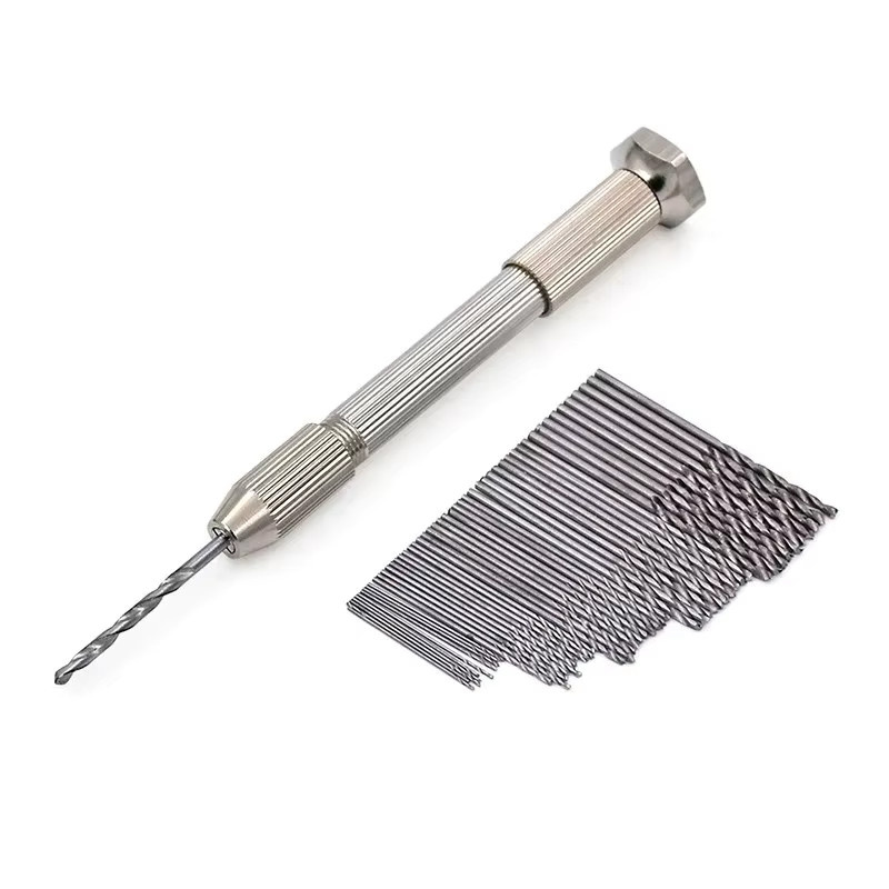 Mini Micro Aluminium Handbohrer Kit 51 Teile in Silber mit Schnellspannbohrfutter und Twist Bit Set für deine DIY-Projekte - Bild 2
