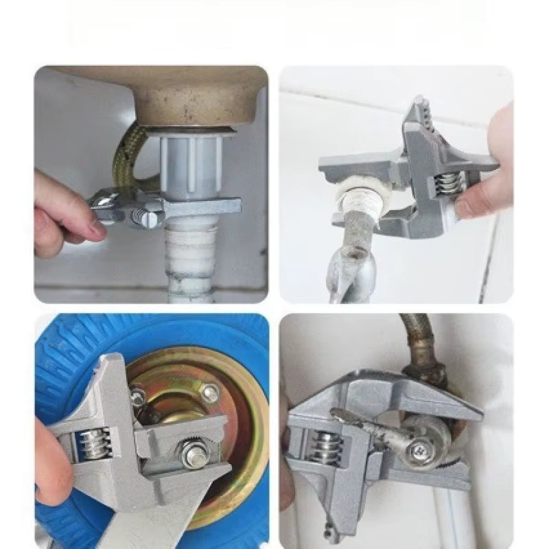 Multifunktionaler verstellbarer Mini-Schraubenschlüssel aus Aluminium in Silber für Badezimmer-Rohrmuttern, Einstellbereich 6-68mm - Bild 4