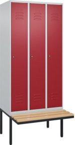 C+P Spind Classic PLUS Spind mit Sitzbank, 3 Abteile, Zylinderschloss, 3 Garderobenhaken, B/T/H: 212 x 90 x 81,5 cm - Bild 1