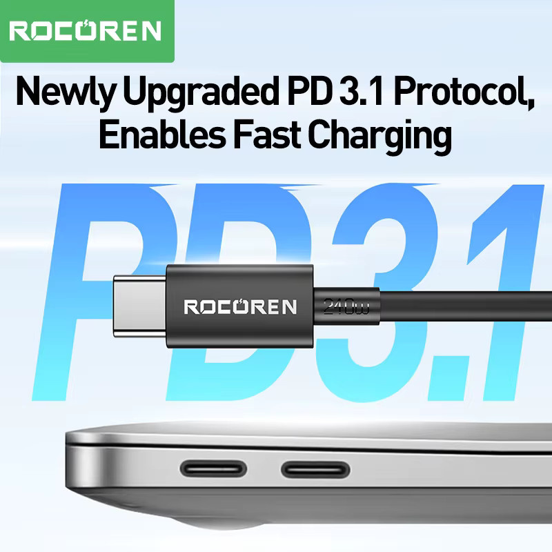 Rocoren USB C auf USB C Kabel 240 W PD3.1 Schnellladegerät und Datenkabel in Schwarz - Bild 3