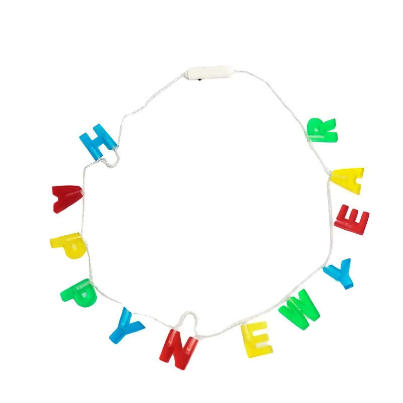Bunte LED Buchstaben-Halskette als Party-Deko und Foto-Requisite für Silvester und Festivals, Multicolor - Bild 5