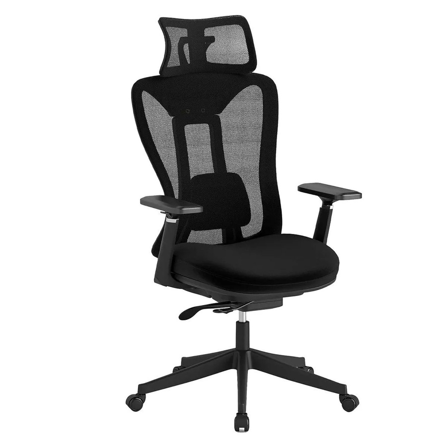 Costway Ergonomischer Executive Bürostuhl in Schwarz mit Kopfstütze und Armlehnen für Home Office und Erwachsene - Bild 2
