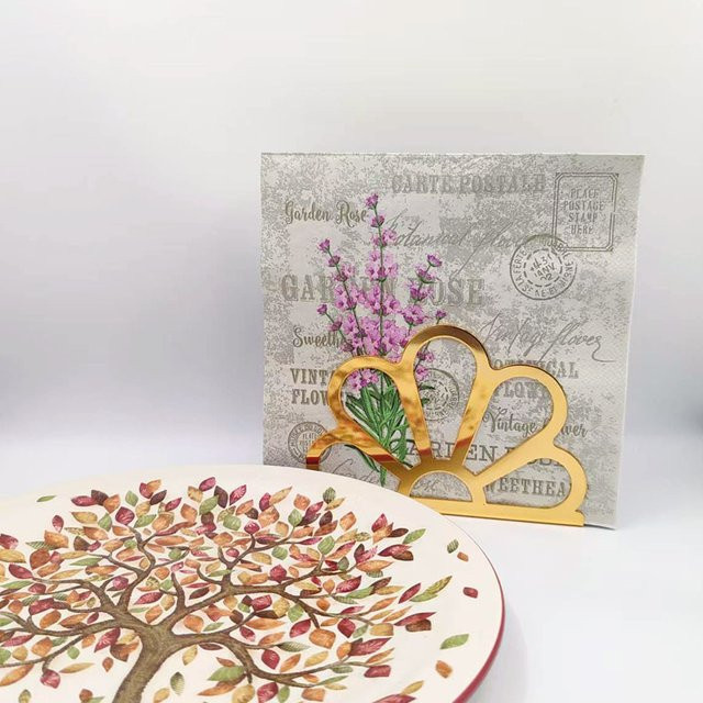 GUANYAO Papierservietten mit floralem Vintage-Gartendesign und antiken Briefmarken, 2-lagig, Multicolor, 20 Stück - Bild 1