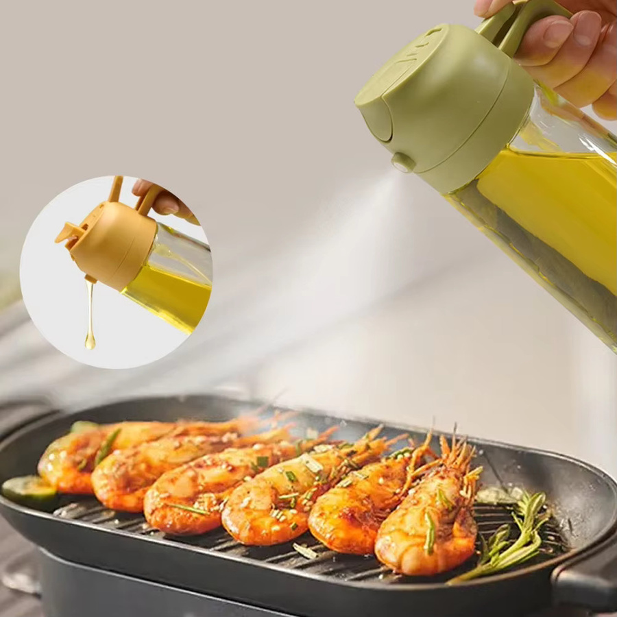 Aihogard 2-in-1 Ölsprühflasche und Speiseölspender in Rundform für Luftfritteuse, Salat und Backen, 450 ml oder 600 ml - Bild 2