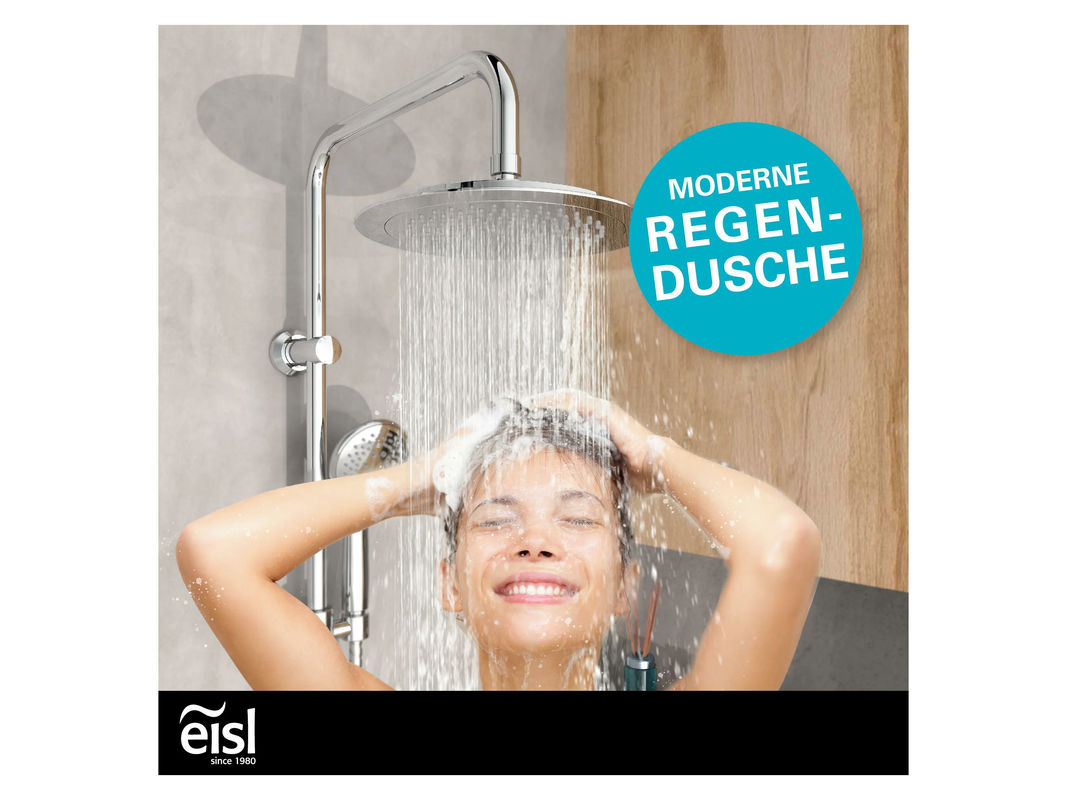 Eisl Überkopfbrause-Set zum Kleben in Chrom, runde Regendusche mit Massagefunktion, Durchmesser: 24 cm - Bild 2