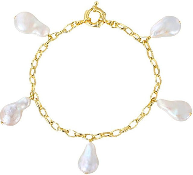 Armband 925 Silber, Süßwasser Perle, Barock Oval, Damen - Bild 1