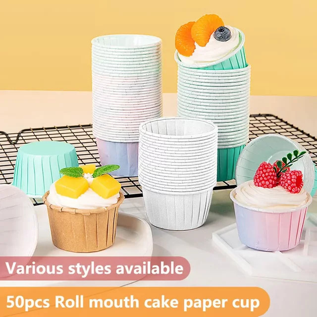 50 Stück ölbeständige Cupcake-Papierförmchen für Muffins und Backen, Mehrfarbig - Bild 1