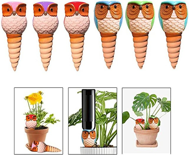 CosyHome Automatische Tropfbewässerung für Pflanzen in Eulenform, beige und mehrfarbig - Bild 1
