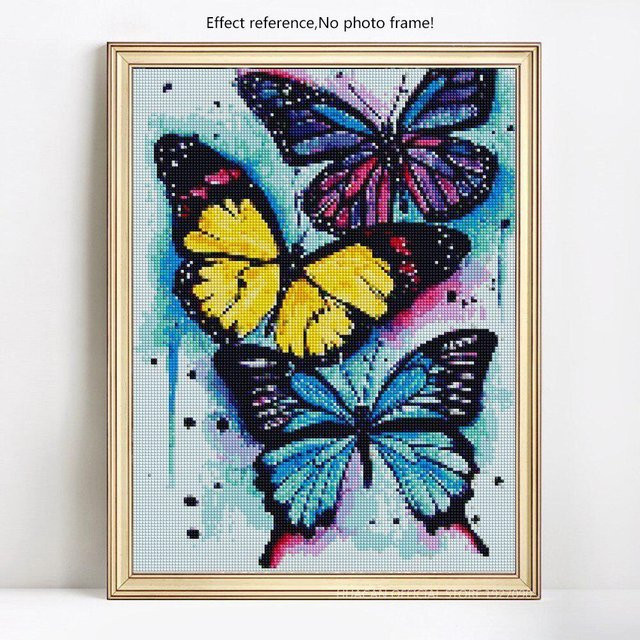 FIYO Diamantmalerei Schmetterlinge als Diamond Painting Set in Grau und Multicolour, Modernes Motiv für Erwachsene, Breite: 30 cm - Bild 1