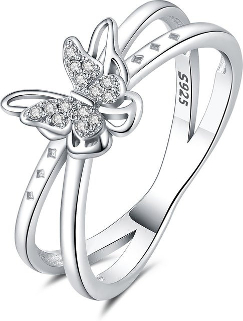 MISEFF Ring, 925 Silber, Mond-Schmetterlingsring, Zirkonia, Damen - Bild 1