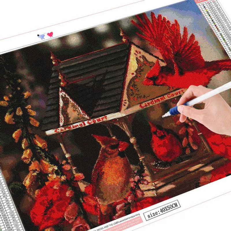 FIYO Diamond Painting Set 5D DIY mit Vogel-Motiv, Mehrfarbig, B/H: 30 x 20 cm - Bild 1