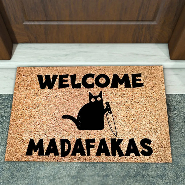 VIKAMA Fußmatte mit schwarzer Katze für Innen und Außen, B/T: 60 x 40 cm - Bild 1