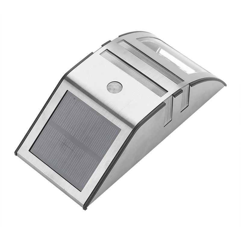 GoolRC Solarbetriebene LED Wandleuchte mit PIR-Bewegungsmelder in Silber und Reinweiß für Garten, Balkon und Außenbereich - Bild 4
