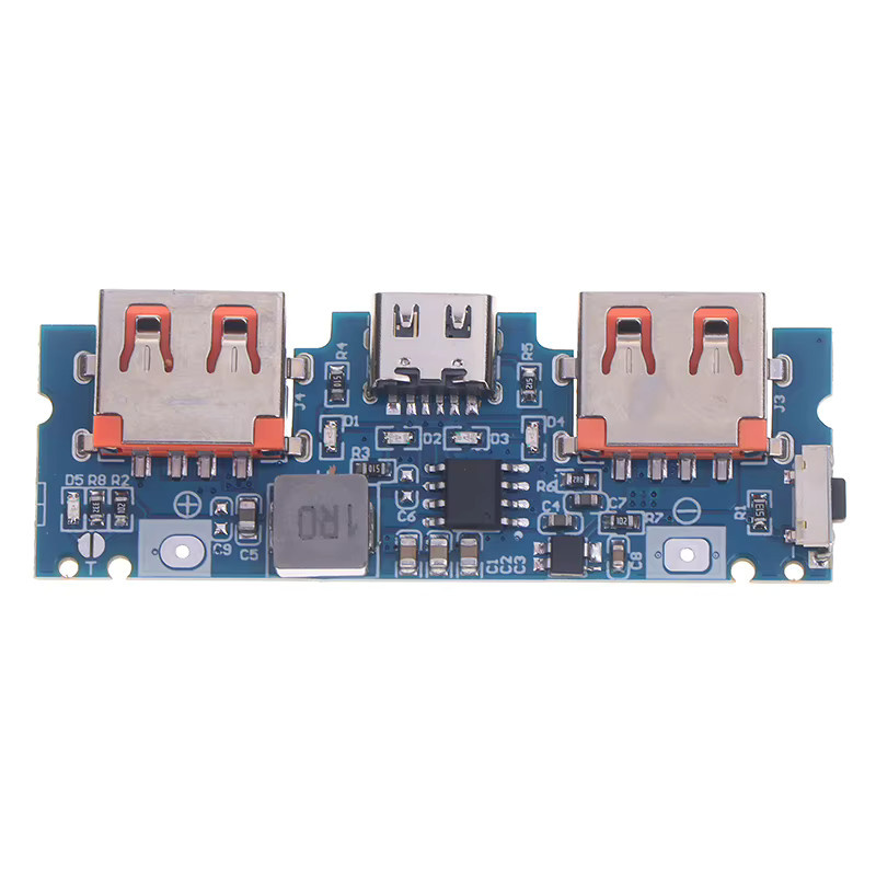 Sommer6 DIY Power Bank Modul mit LED-Anzeige, Dual USB, Micro USB und USB-C, 5V 2.4A Lithium-Batterieladegerät für 18650 Akkus, Blau - Bild 2