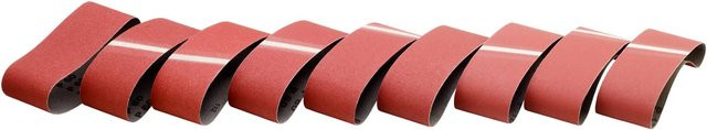 LUX-TOOLS Schleifband-Set 9-teilig für Holz, Metall und Farbe, Farbe: Rot, Breite: 7,5 cm, Länge: 53,3 cm - Bild 1