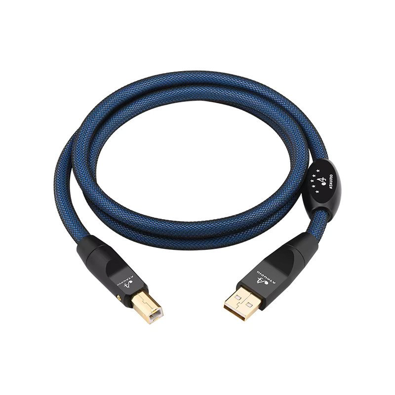 ATAUDIO HiFi USB Typ A auf B Audiokabel mit OCC-Versilberung für DAC und Verstärker, Blau - Bild 3