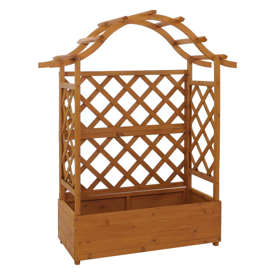 PROREGAL Hochbeet aus Tannenholz mit Rankgitter als Pflanzkübel und Spalier, Farbe: Braun/Beige, H x B x T: 138 x 110 x 44 cm - Bild 2