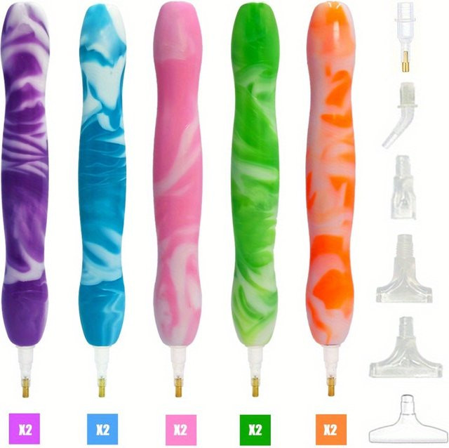 Diamant-Malstift Set mit 6 Spitzen in Lila und Multicolour für Erwachsene - Bild 1